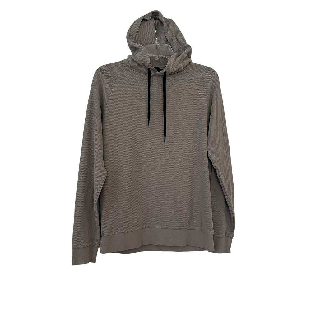 Theory Men's Tan Waffle Knit Pullover Hoodie Peru Cotton Size XS